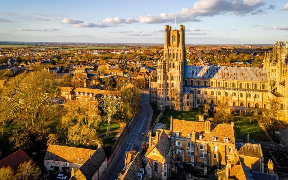 View over Ely town and cathedral - Getty