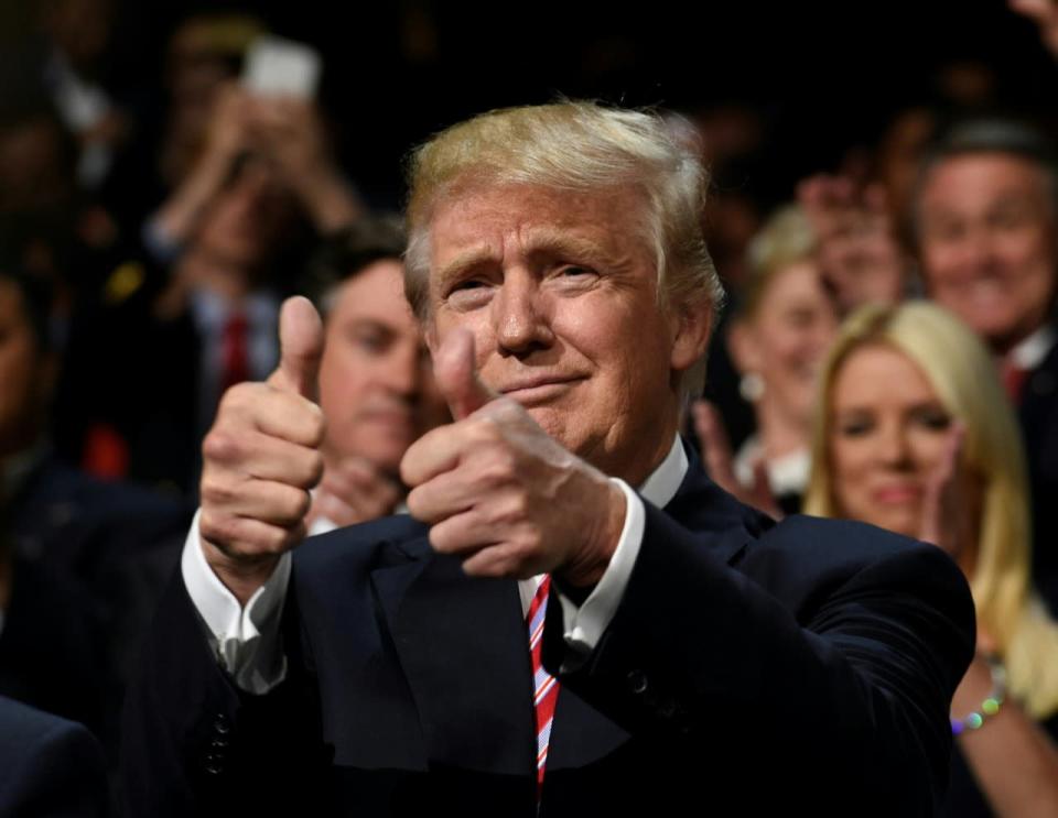 Un jour plus tard, Donald Trump est officiellement désigné à Cleveland comme candidat républicain à la Maison Blanche par son parti, après avoir obtenu le soutien de la majorité des délégués (depuis le 26 mai). (Photo : AFP)