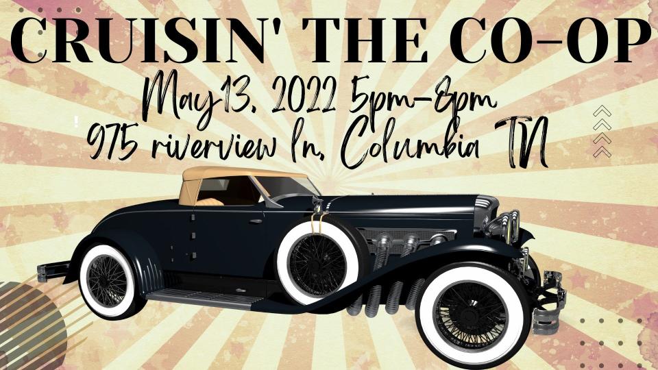 The 2nd Cruisin' The Co-op of 2022 will take place form 5-8 p.m. at the Columbia Farmer's Co-op, located at 975 Riverview Lane.