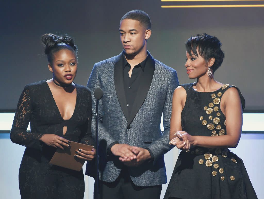 Actors Jazz Raycole, Peyton Alex Smith and Anika Noni Rose at the BET Presents the American Black Film Festival Honors on Feb. 17, 2017. (Photo: Kevin Winter/Getty Images)