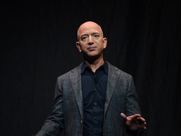 FILE PHOTO: Founder, Chairman, CEO and President of Amazon Jeff Bezos speaks during an event about Blue Origin's space exploration plans in Washington, U.S., May 9, 2019. REUTERS/Clodagh Kilcoyne