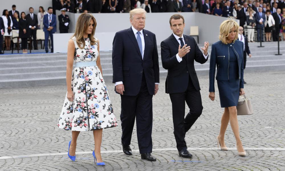 Donald Trump and his wife Melania attended Bastille Day celebrations in Paris with Emmanuel Macron and his wife Brigitte.