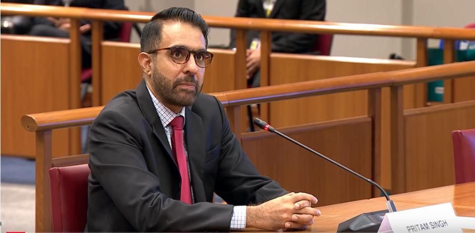 Workers' Party chief and Aljunied Member of Parliament Pritam Singh testifies before the Committee of Privileges on Friday, 10 December 2021. (SCREENGRAB: Gov.sg YouTube channel)