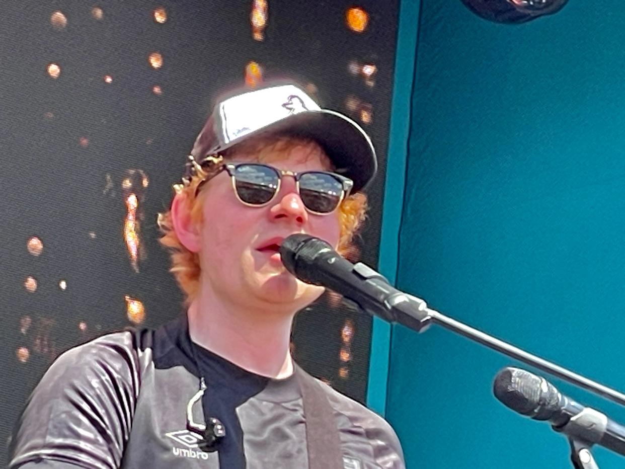 Grammy winner Ed Sheeran performs at the Formula 1 Miami Grand Prix on Saturday.