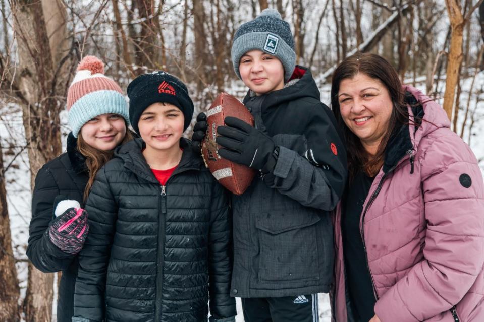 “Some of my best memories as a child were waking up to a snow day, no school — I would never want to take that away from them just because they can [learn remotely],” Gill Mannarino (right) told The Post. Here, she’s pictured with her 12-year-old twins, Ryan and Sarah, and 10-year-old son, Tommy. Stefano Giovannini