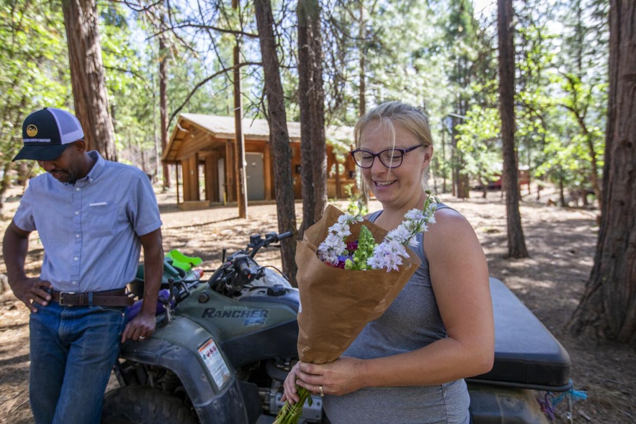 "This is my favorite day of the week," Sutter Rogers said about receiving the bouquets.