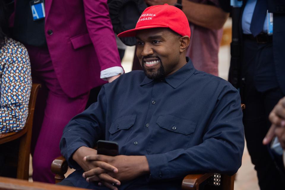 Kanye West during his meeting with President Trump in the Oval Office on Oct. 11, 2018. (Photo: Saul Loeb/AFP/Getty Images)