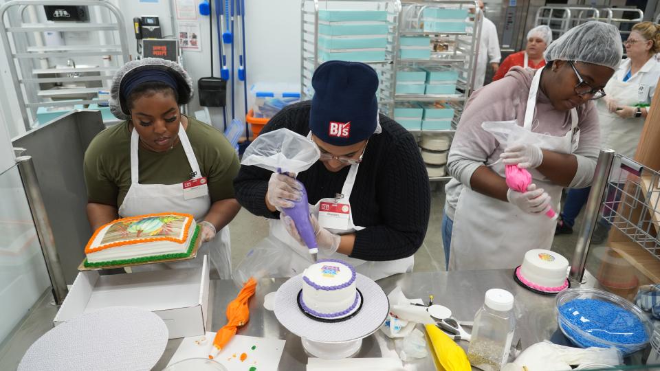 Cake decorators (from left) Jessica Jackson, Chelsea Lewis and Toni Barnett work in the bakery at BJ's Wholesale Club's newest Ohio location in New Albany.