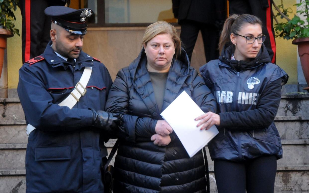 Maria Angela Di Trapani (C), a female mobster suspected of being the mastermind behind a reshuffle of the Sicilian Mafia following the death of