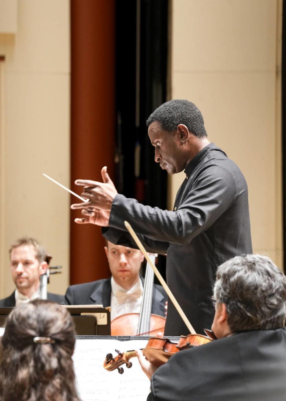 “I absolutely love Charlotte, and want to spend as much time as I possibly can here, even outside of conducting,” said Kwamé Ryan. The next music director for the CSO is seen here guest conducting for the orchestra in January.