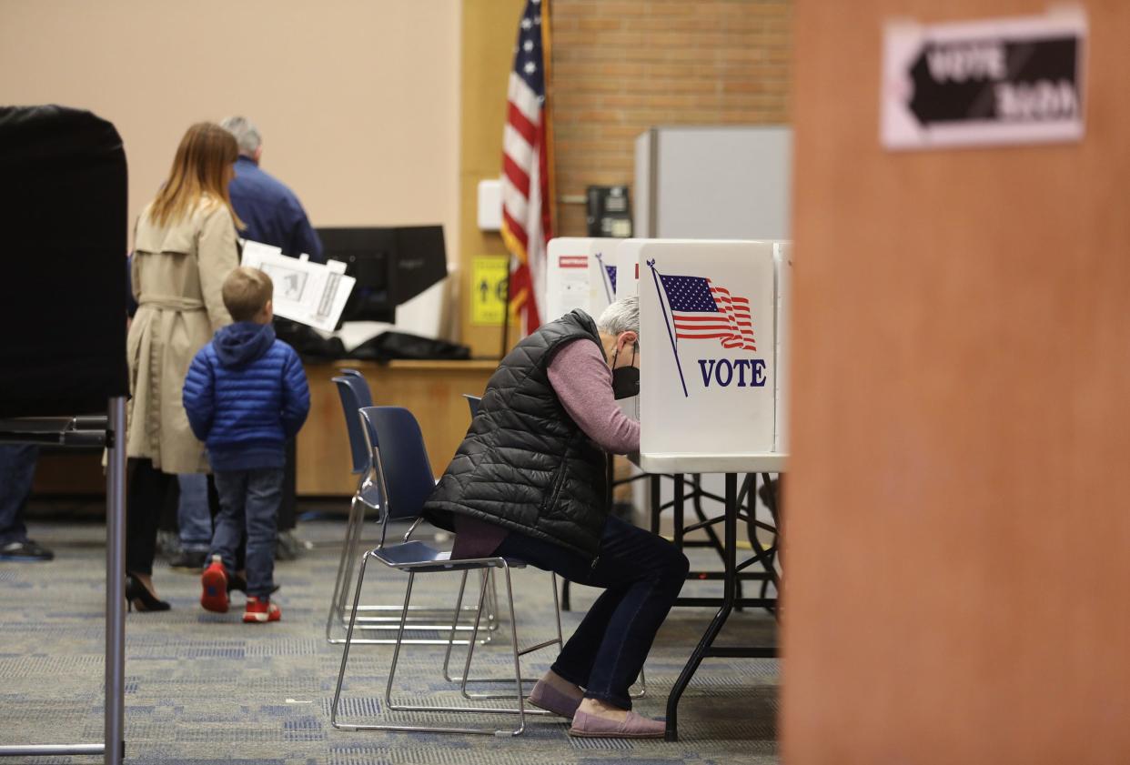 Kari Horowicz of Brighton, NY votes at Brighton Town Hall on Elmwood Ave. in Brighton on Nov. 8, 2022.  