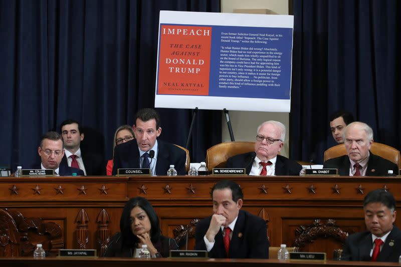 Members of the House Judiciary Committee listen as constitutional scholars testify on the impeachment Inquiry into U.S. President Donald Trump on Capitol Hill in Washington