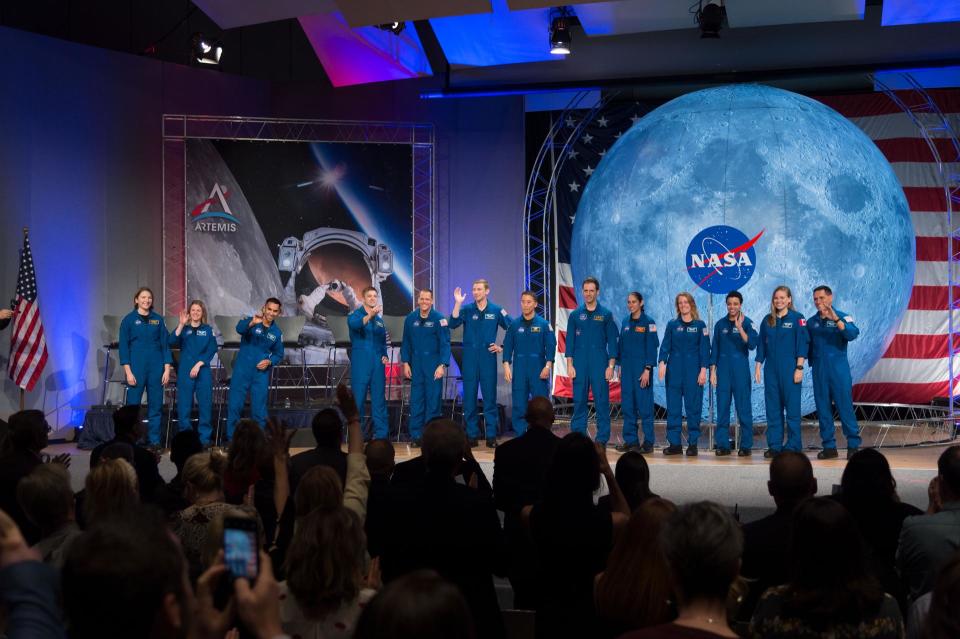 The 2017 Class of Astronauts participate in graduation ceremonies at the Johnson Space Center in Houston, Texas. This is the first class of astronauts to graduate under the Artemis program and are now eligible for assignments to the International Space Station, Artemis missions to the Moon, and ultimately, missions to Mars.