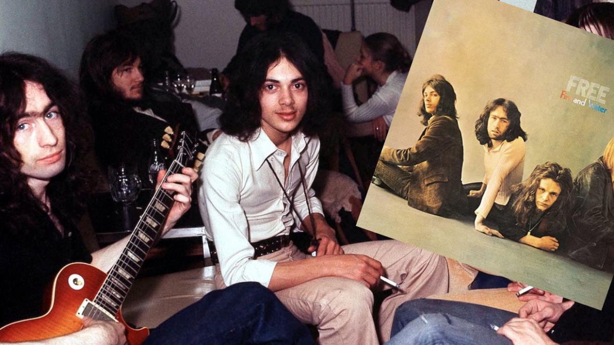  Group portrait of British rock band Free backstage in 1972. Left to right are singer Paul Rodgers, bassist Andy Fraser,drummer Simon Kirke and guitarist Paul Kossoff (1950 - 1976).  