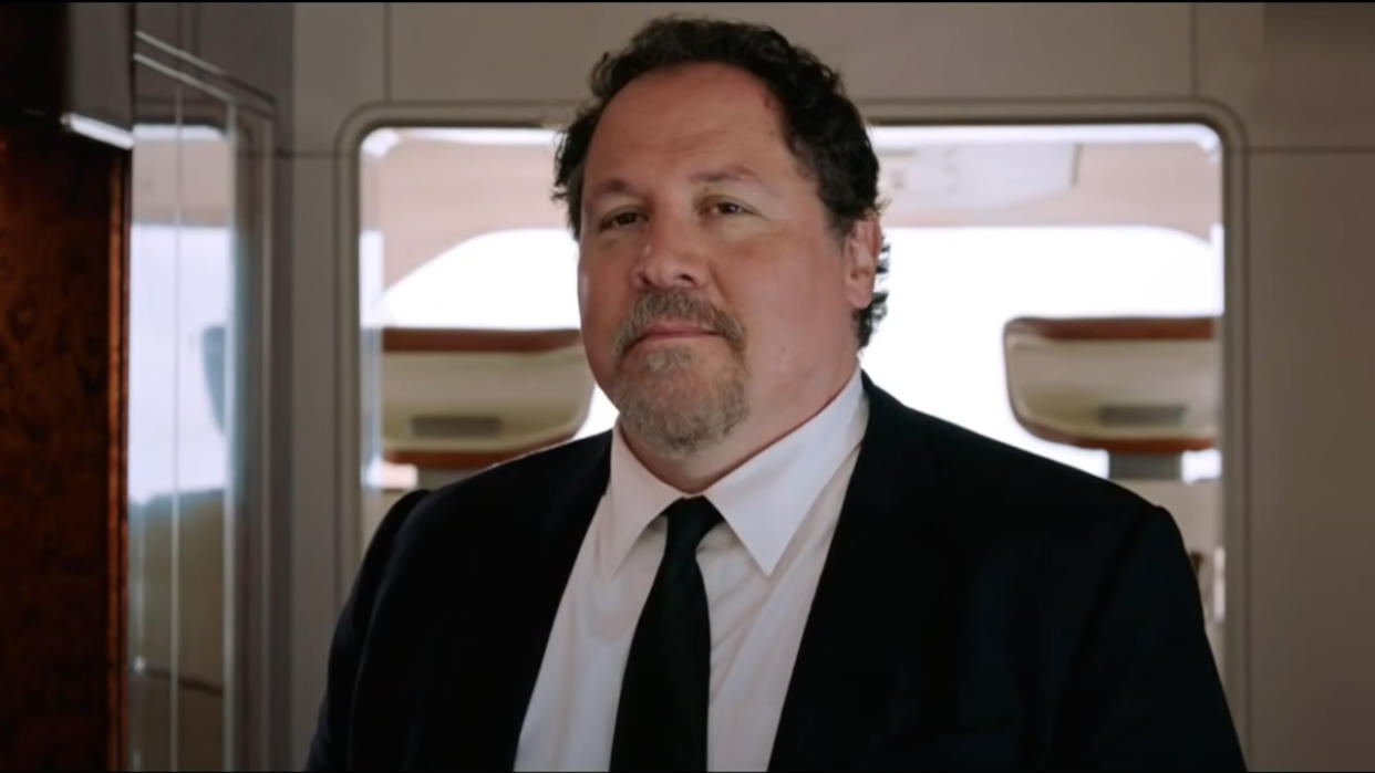  Jon Favreau smiles proudly in a jet in Spider-Man: Far From Home. 