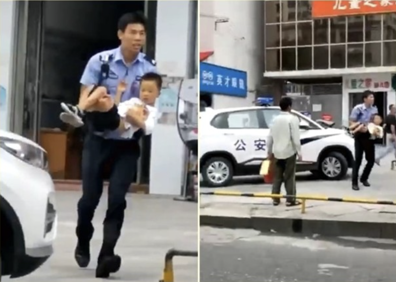 警員將受傷幼兒送院治療。


