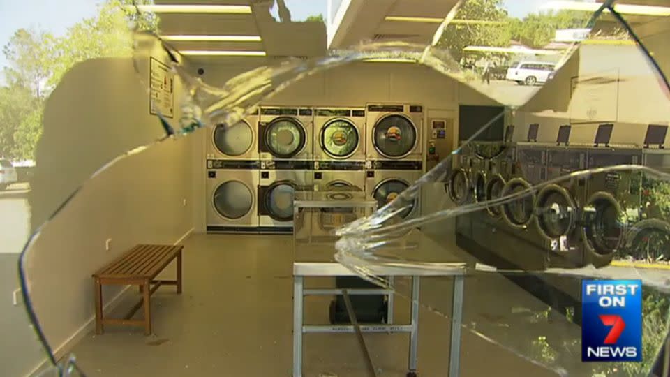 A laundromat was one of five Riverview business affected by the vandalism. Photo: 7 News