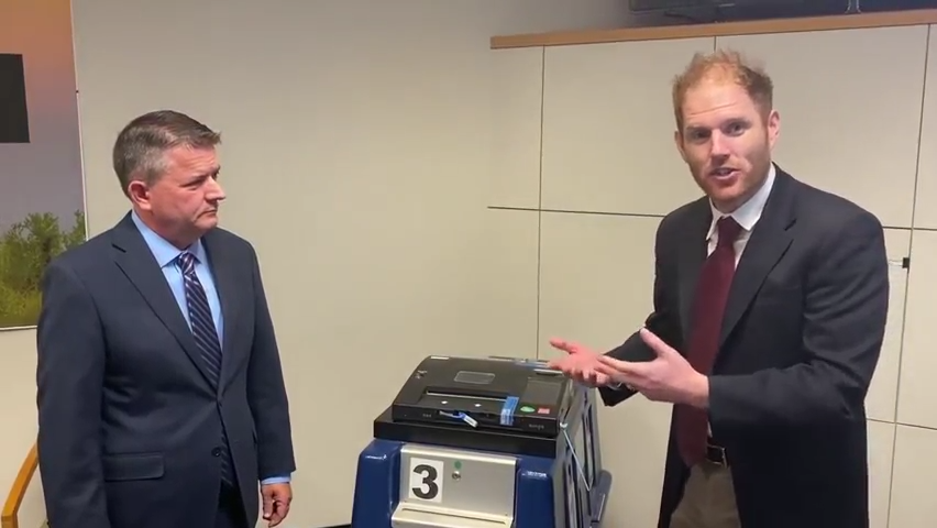 Maricopa County Board of Supervisors Chairman Bill Gates and Recorder Stephen Richer give an update about tabulator issues on Election Day, Nov. 8, 2022.