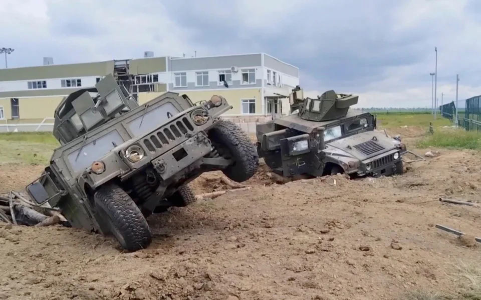 Destroyed armored fighting vehicles in the Grayvoronsky district of Belgorod region - RUSSIAN DEFENCE MINISTRY PRESS SERVICE HANDOUT/EPA-EFE/Shutterstock/Shutterstock