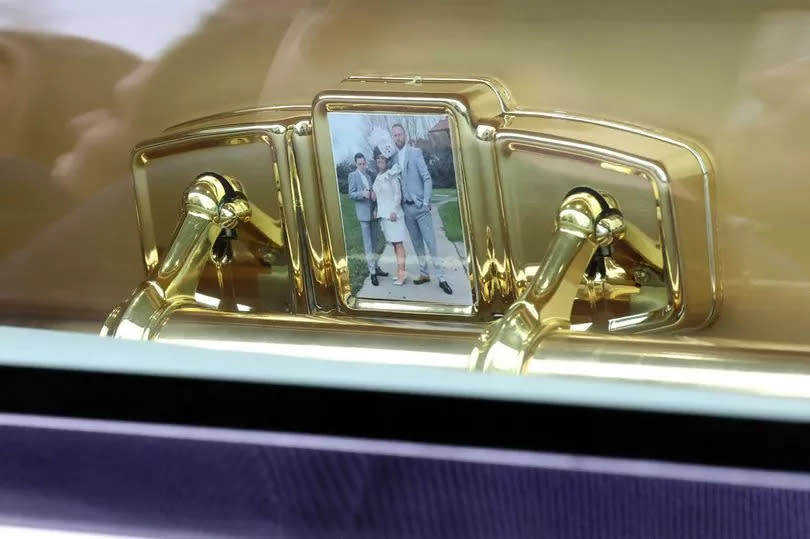 Jim's coffin was embossed with images of him with his family