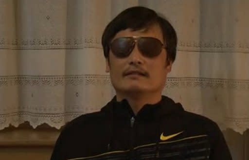 A screen grab from a YouTube video shows blind Chinese activist speaking following his escape from house arrest in Beijing in April. Chen is preparing to go to the US and might leave soon, friends said, after Beijing and Washington crafted a diplomatic solution to allow his departure