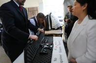 <p>An AR-15 rifle is inspected before a ceremony at the World Peace and Unification Sanctuary in Newfoundland, Pennsylvania on February 28, 2018 in Newfoundland, Pennsylvania. (Photo: Spencer Platt/Getty Images) </p>