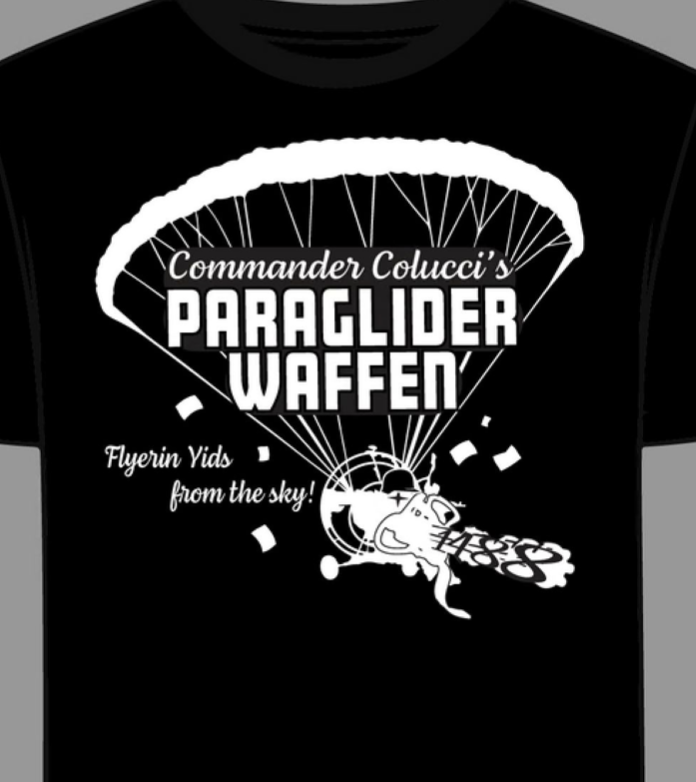 A T-shirt being sold online adds paraglider imagery to other established white supremacist slogans.