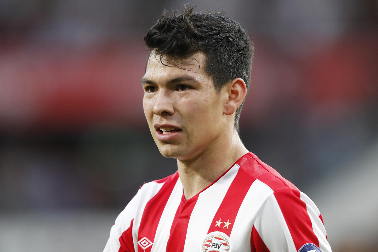 Hirving Lozano en un partido con el PSV Eindhoven de agosto de 2019. (Prestige/Soccrates/Getty Images)