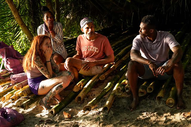 <p>Robert Voets/CBS</p> Kenzie Petty, Tiffany Ervin, Bhanu Gopal, and Q Burdette on 'Survivor 46'