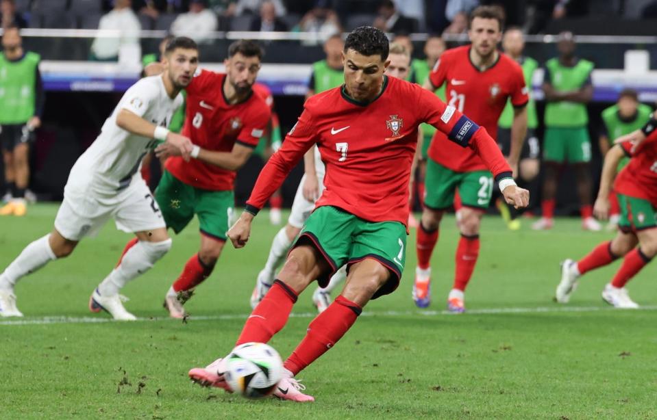 Ronaldo's penalty in extra time was saved by Jan Oblak.  (EPA)