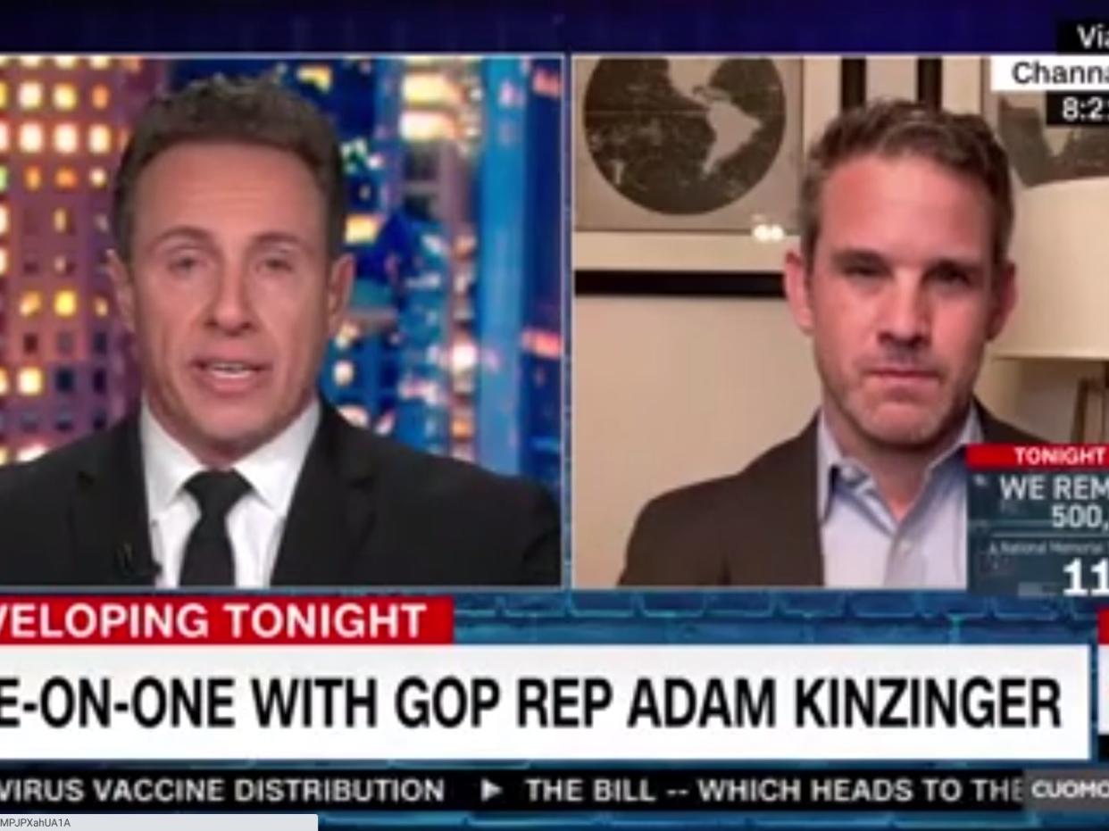 <p>Republican congressman Adam Kinzinger on CNN on Monday</p> (CNN)