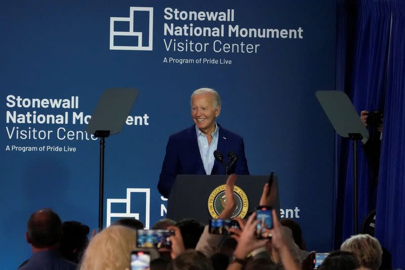 U.S. President Joe Biden attends the Grand Opening Ceremony for the Stonewall National Monument Visitor Center in New York City