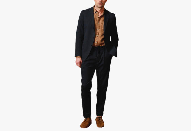 Todd Snyder Seersucker Madison Drawstring Suit Pant in Black