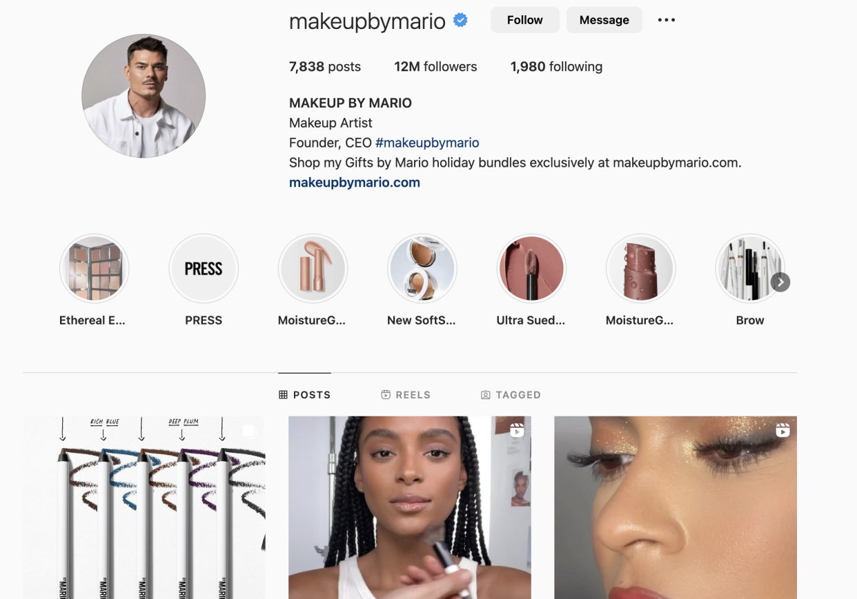 Screenshot of Makeup by Mario Instagram page (Taken by Yahoo Finance, courtesy Makeup by Mario).