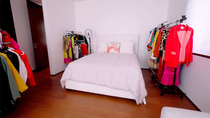 Julia Lemigova's bedroom and closet.