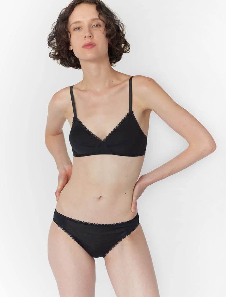 <a href="https://www.araks.com/" target="_blank" rel="noopener noreferrer">Araks</a> is a sustainable lingerie and swimwear brand that offers minimal styles in both neutrals and bright colors. This set, the Antonia bralette and panty, is available in marigold yellow, papaya orange, rich purple and crisp blue.&nbsp;<br /><br />Bralette available in sizes XS to L; panty available in sizes XS to XL.&nbsp;<br /><br /><strong>Get the Araks <a href="https://www.araks.com/products/antonia-bralett-black?variant=6092237013019" target="_blank" rel="noopener noreferrer">Antonia bralette for $78</a> and the <a href="https://www.araks.com/products/isabella-panty-black?variant=246279008" target="_blank" rel="noopener noreferrer">Isabella panty for $45</a>.</strong>