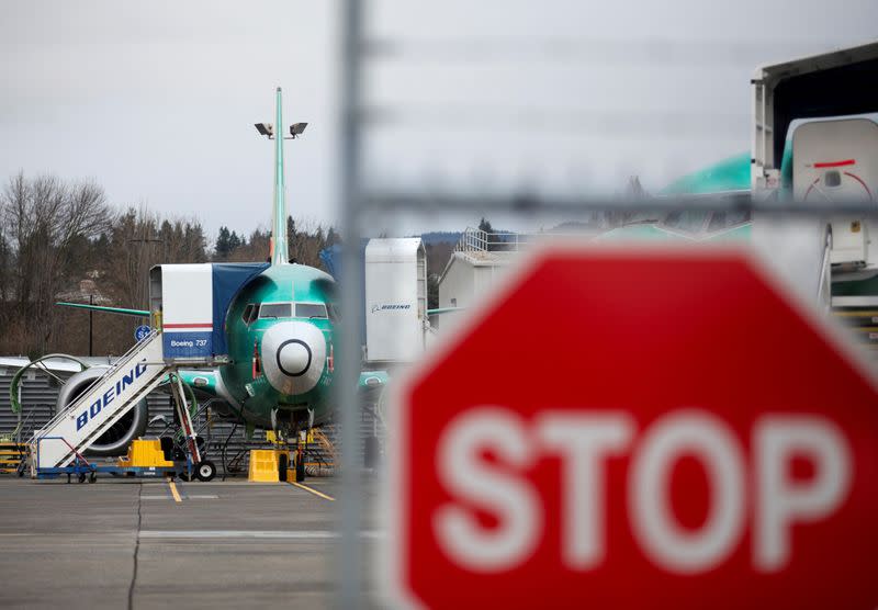 FILE PHOTO: A Boeing 737 Max aircraft at Boeing's 737 Max production facility in Renton