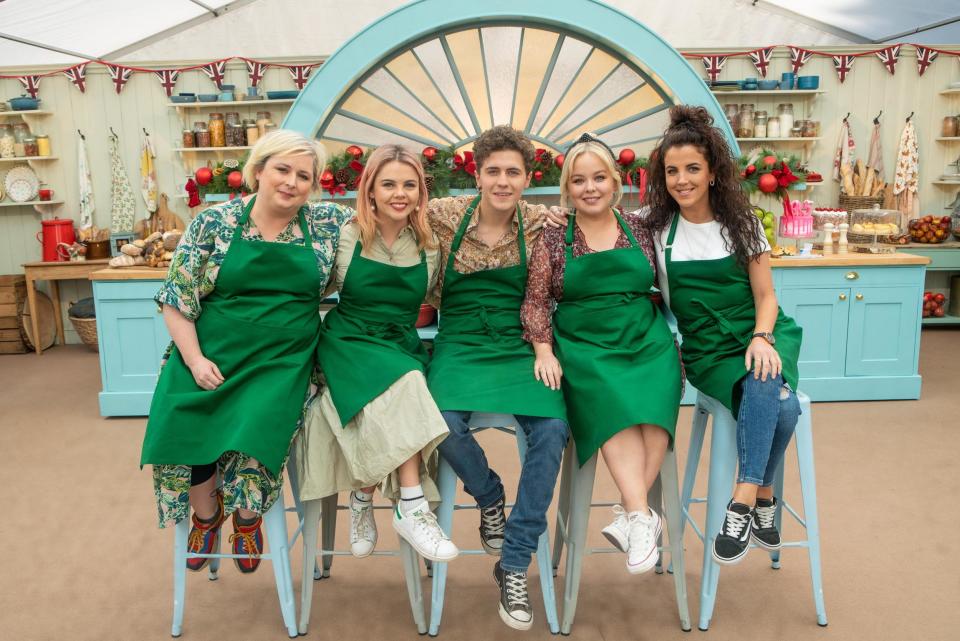 Noisy: The Derry Girls gang descend on the Bake Off tent (Channel 4/ Mark Bourdillon )