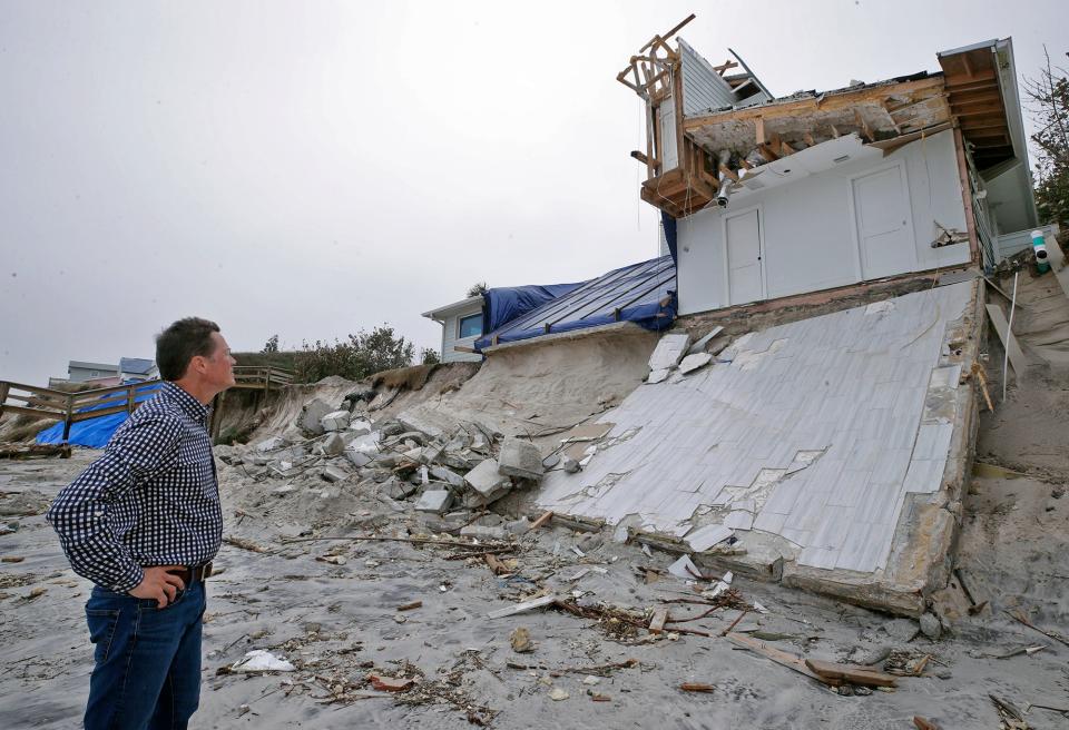 Ken Meister at his Wilbur-By-The-Sea home that was damaged from Tropical Storms Ian and Nicole, Wednesday, Nov. 23, 2022.