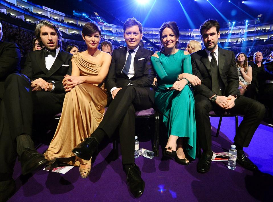 (L-R) George Lamb, Emma Willis, Brian Dowling, Davina McCall and her Husband Matthew during the 2011 National Television Awards at the O2 Arena, London.   (Photo by Ian West/PA Images via Getty Images)