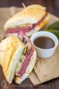 <p><span>A super easy way to switch up a French dip: Swap roast beef for pastrami.</span></p><p><span>Get the recipe from</span><span> <a rel="nofollow noopener" href="https://natashaskitchen.com/2010/10/16/french-dip-pastrami-sandwich-recipe/" target="_blank" data-ylk="slk:Natasha's Kitchen;elm:context_link;itc:0;sec:content-canvas" class="link ">Natasha's Kitchen</a>.</span><br></p>