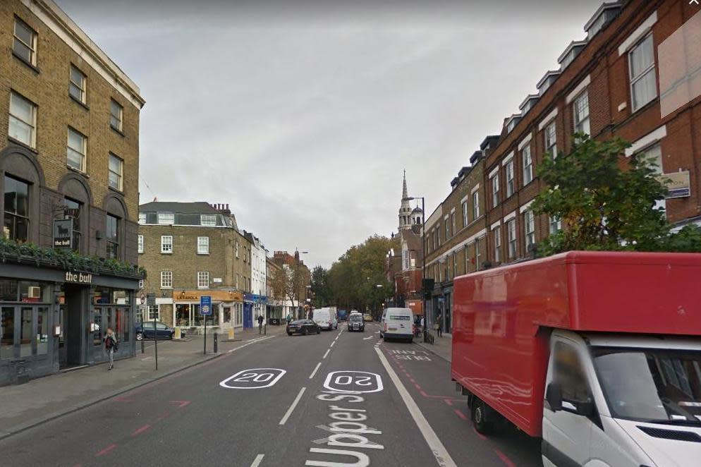 Crash: The incident happened on Upper Street near the junction with Theberton Street: Google