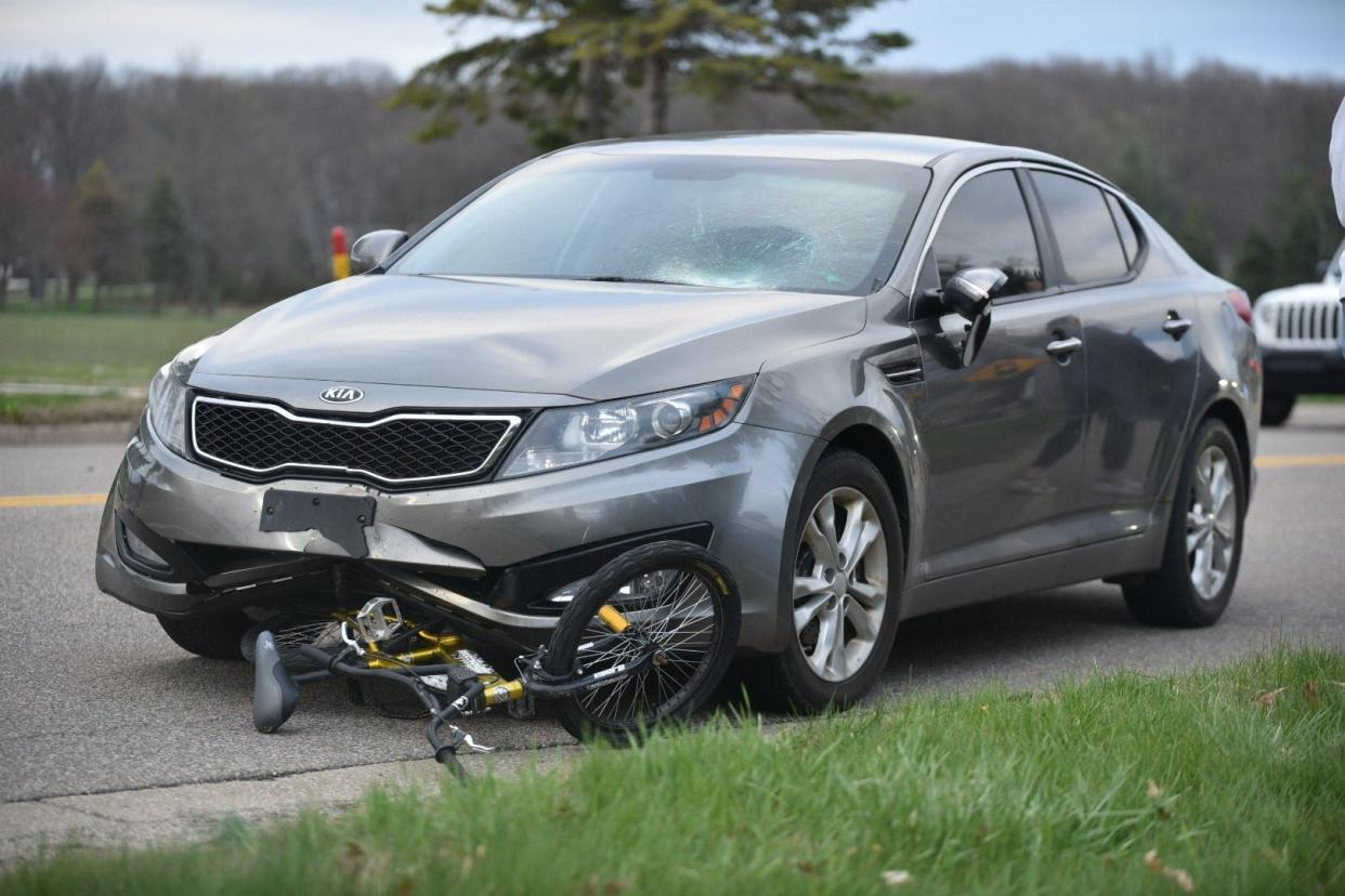 A bicyclist survived a crash with moderate injuries Wednesday, April 17, in Park Township.