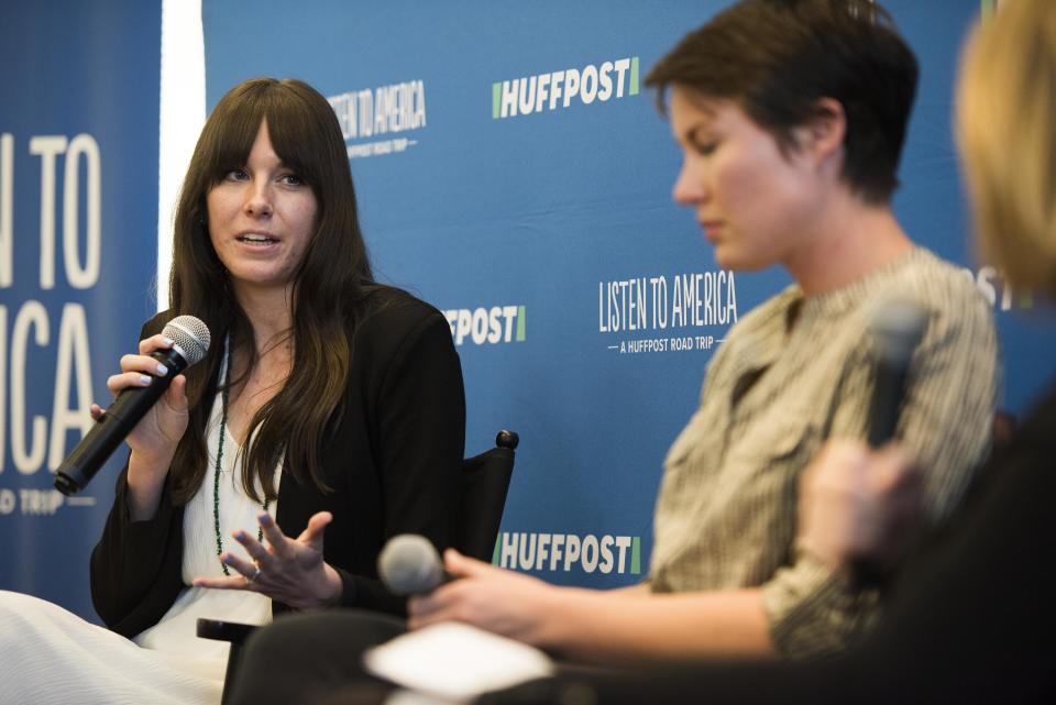 Ashley Lee speaks&nbsp;at the Mormon millennials panel discussion.