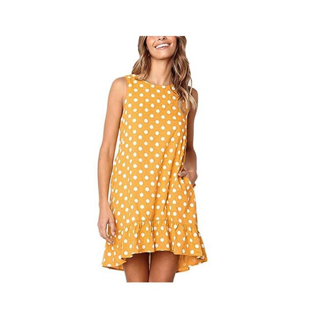 Exlura Casual Sleeveless Polka Dot Dress