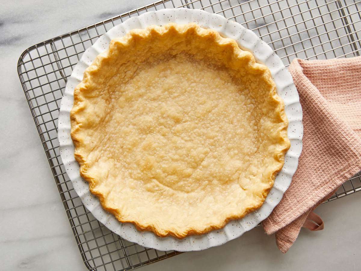 An empty baked pie crust. (Alison Miksch)