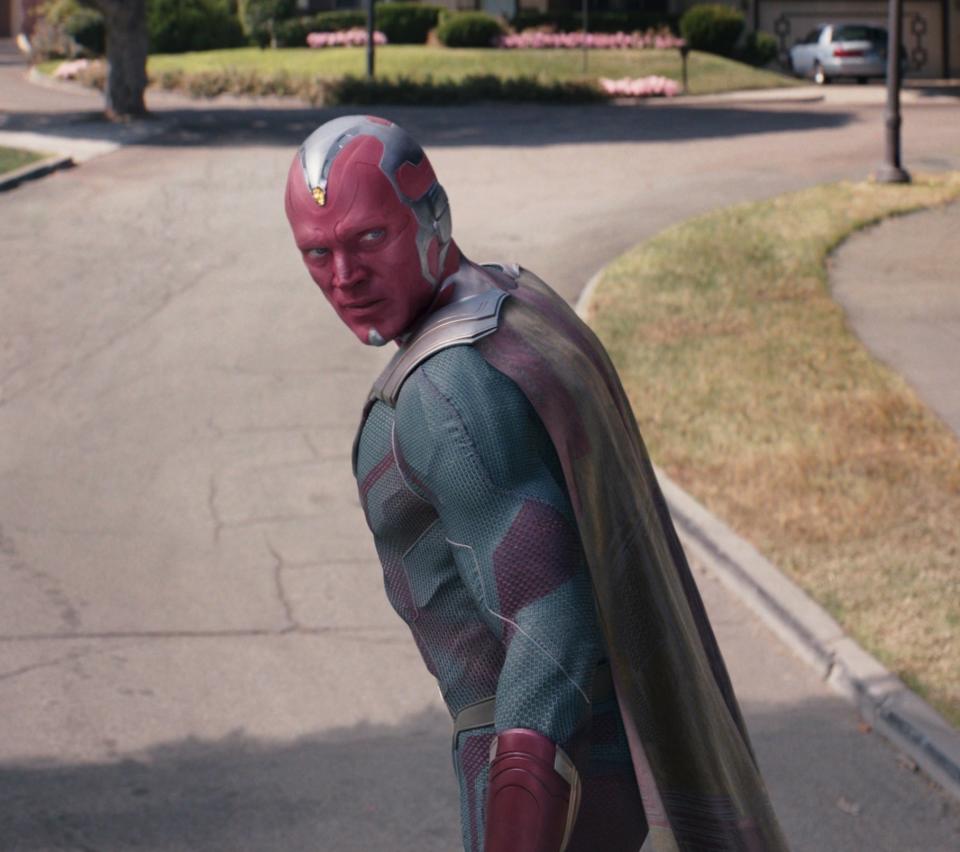 Paul Bettany as Vision, who is in his superhero costume