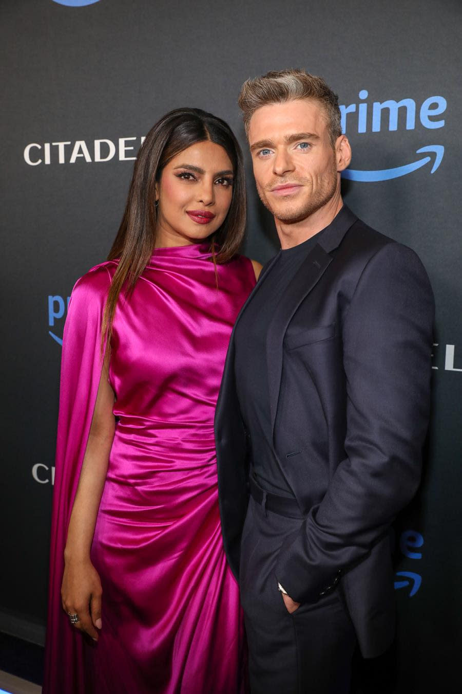 Priyanka Chopra Jonas and Richard Madden are still getting along in Westwood at the fan screening of their new Prime Video series “Citadel.” (Prime Video)