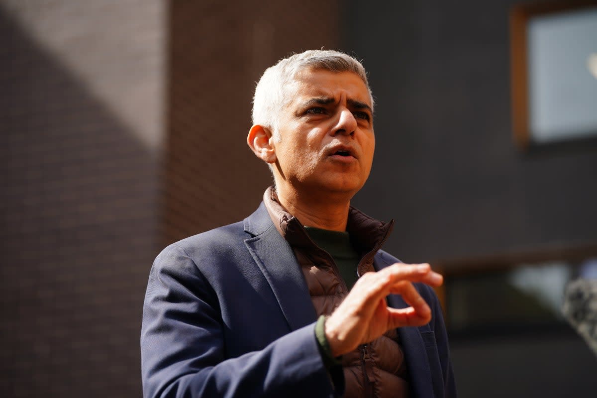 Sadiq Khan during a visit to Stoke Newington School in north London last April to announce a new climate action plan for London (PA)