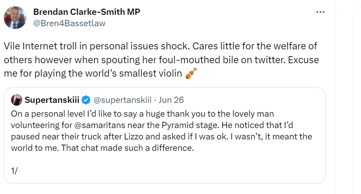 The Bassetlaw MP mocked the political commentator and satirist (Twitter)